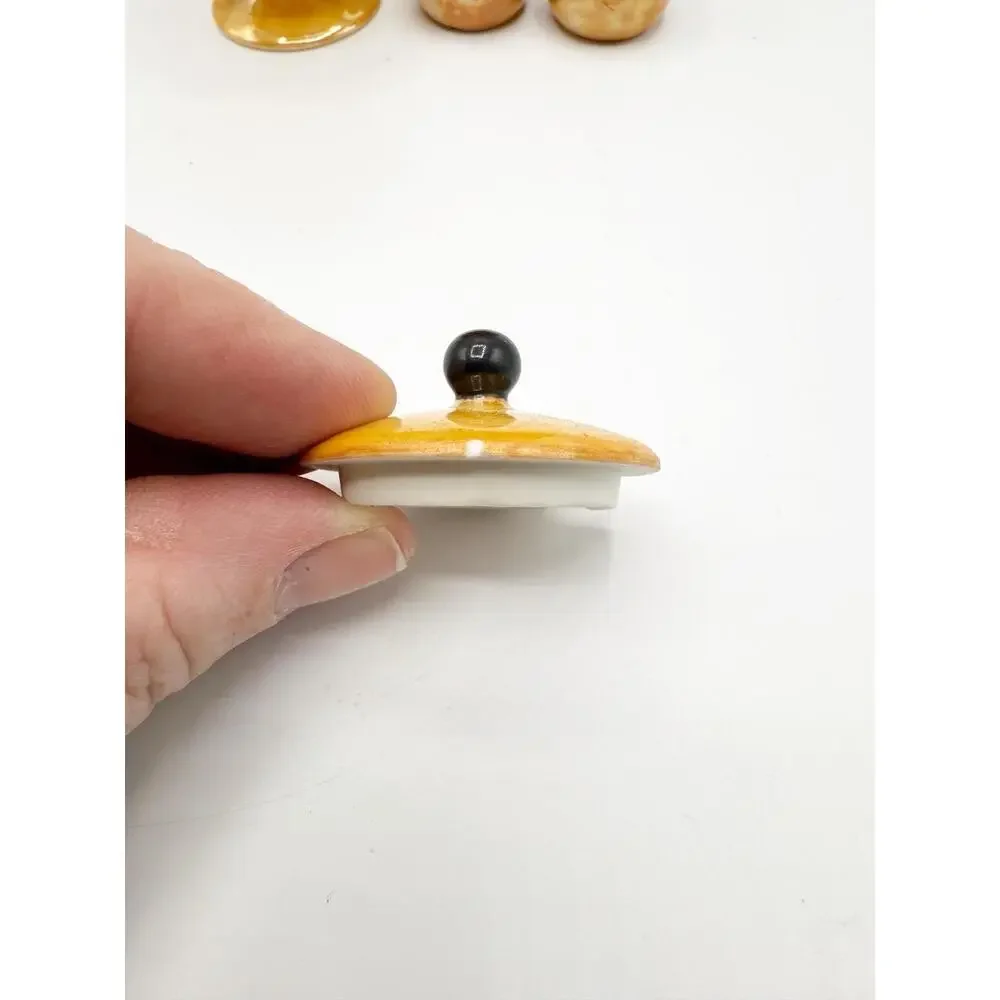 Vintage Ceramic Orange LusterWare Bird Condiment Set honey salt‎ pepper cup